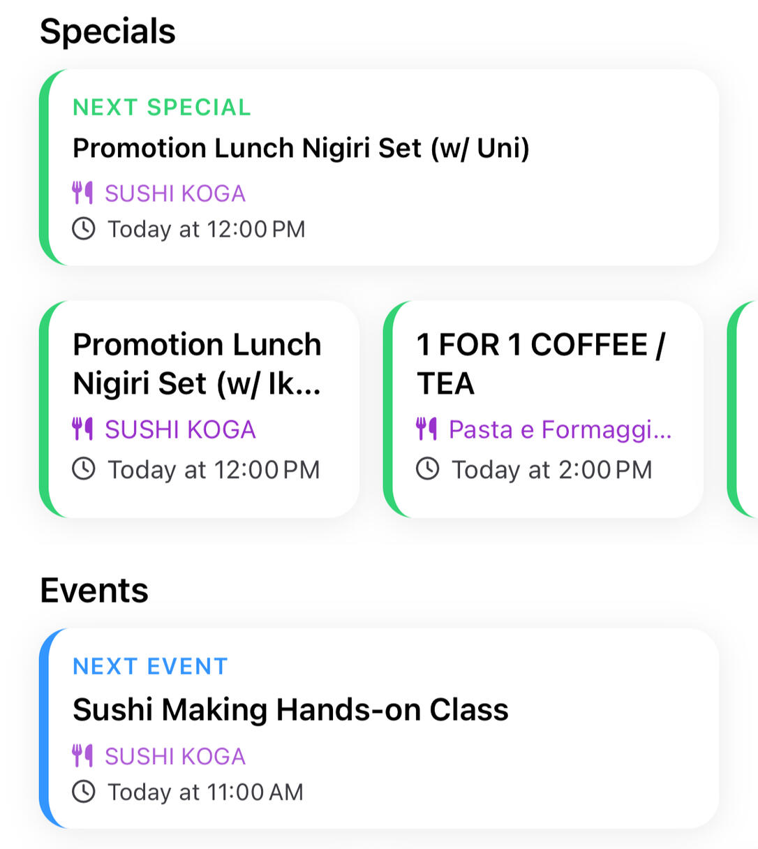 Specials and events discovered by Hound